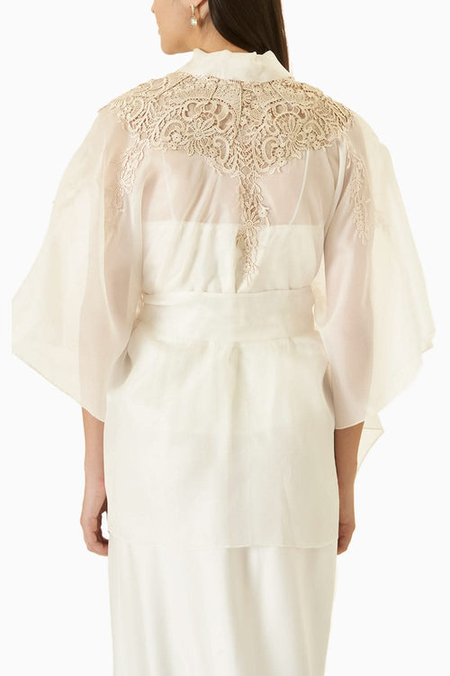 Ivory Organza Cape Top With Skirt Co-ord Set