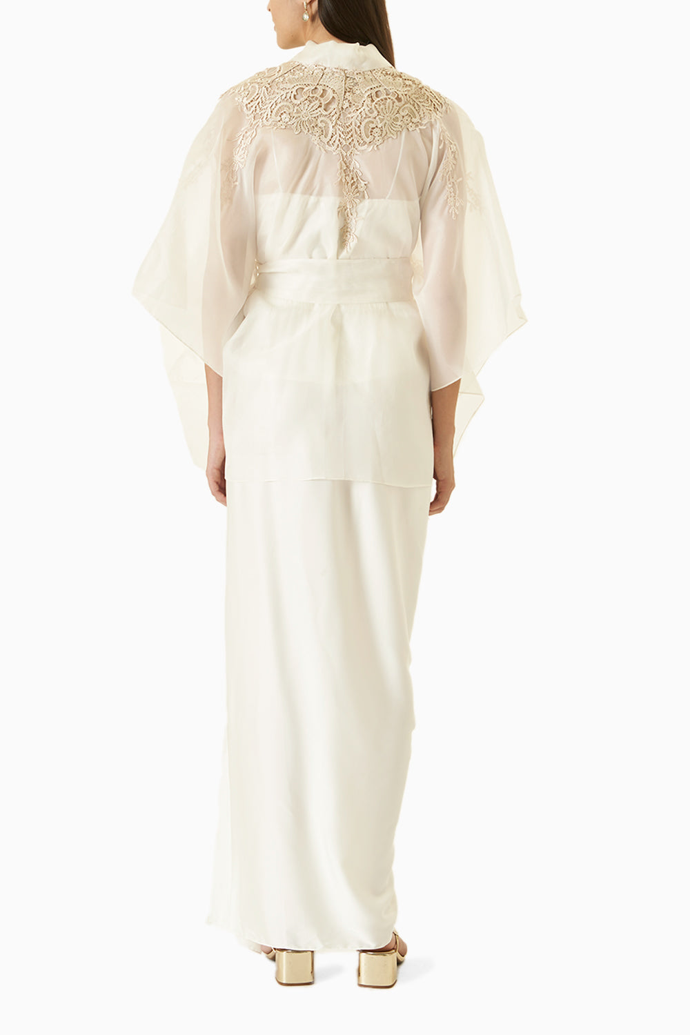 Ivory Organza Cape Top With Skirt Co-ord Set