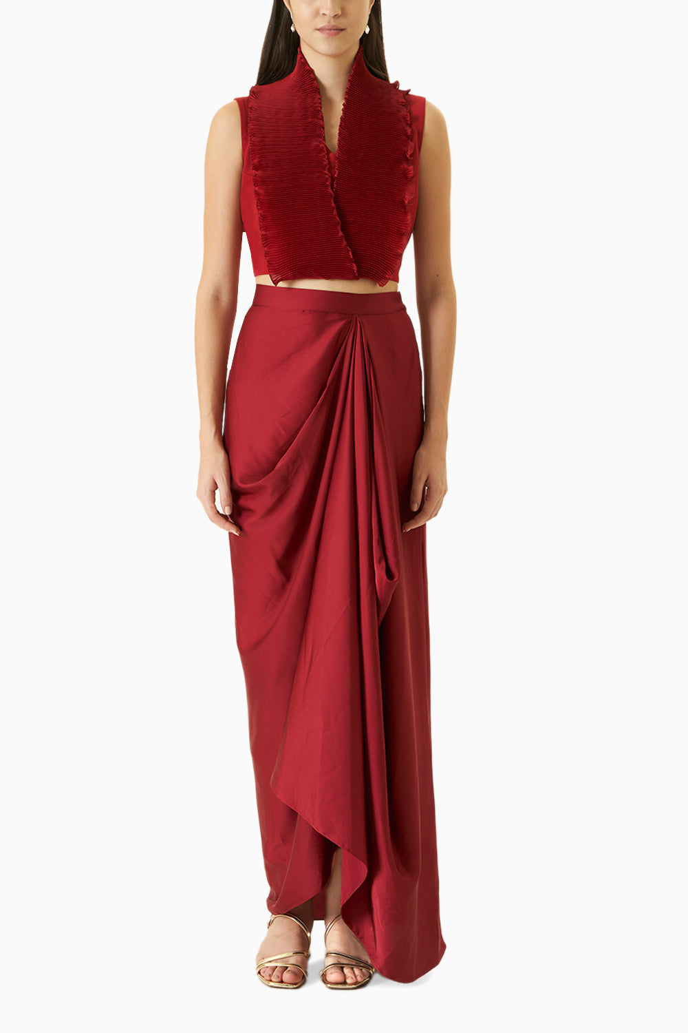 Red Draped Style Skirt