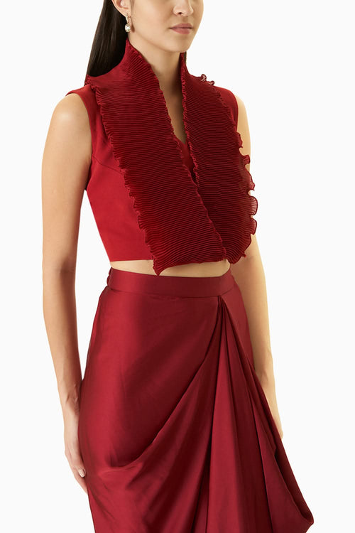 Red Signature Organza Cape Set