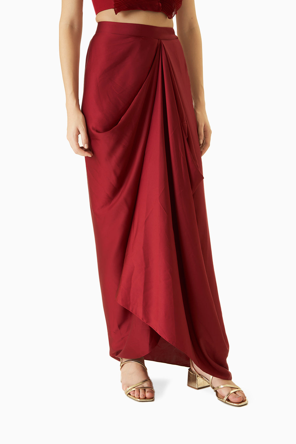 Red Draped Style Skirt