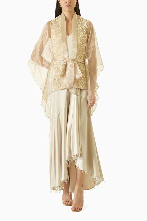 Silver Organza Cape Top