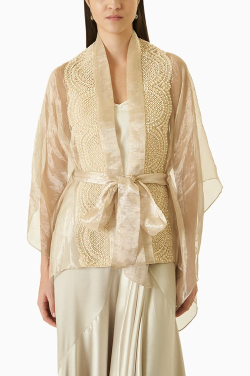 Silver Organza Cape Top