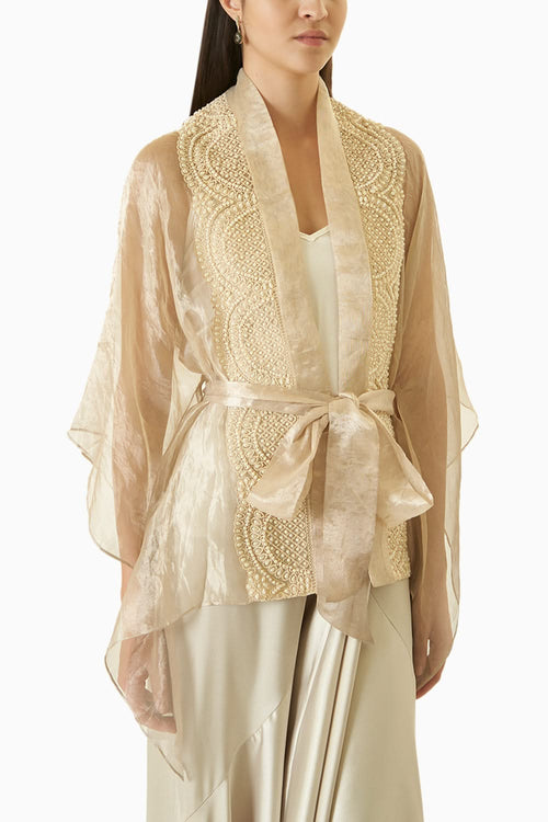 Silver Organza Cape Top