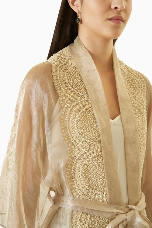 Silver Organza Cape Top