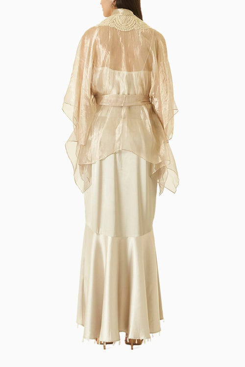 Silver Organza Cape Top