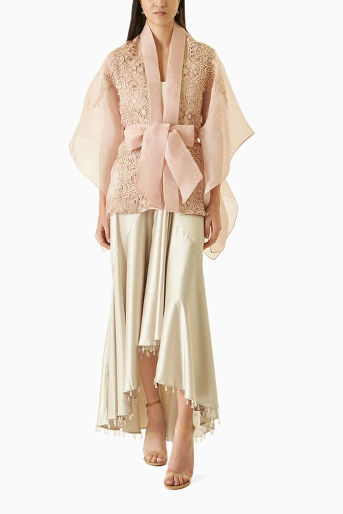 Mauve Signature Organza Cape Top
