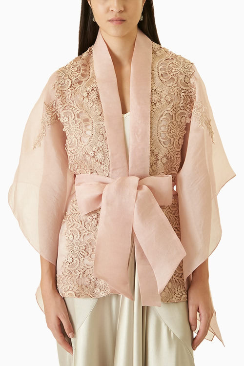Mauve Signature Organza Cape Top