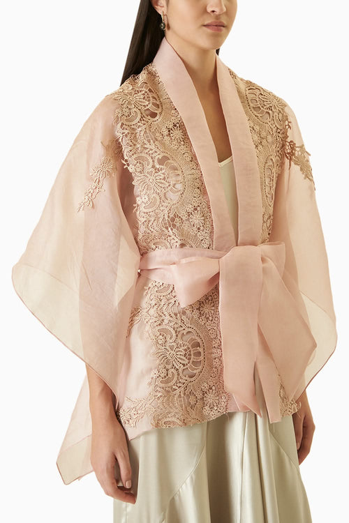 Mauve Signature Organza Cape Top
