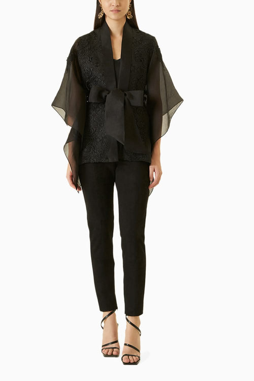 Black Organza Cape Top