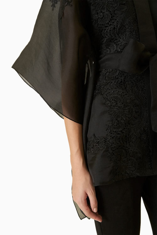 Black Organza Cape Top