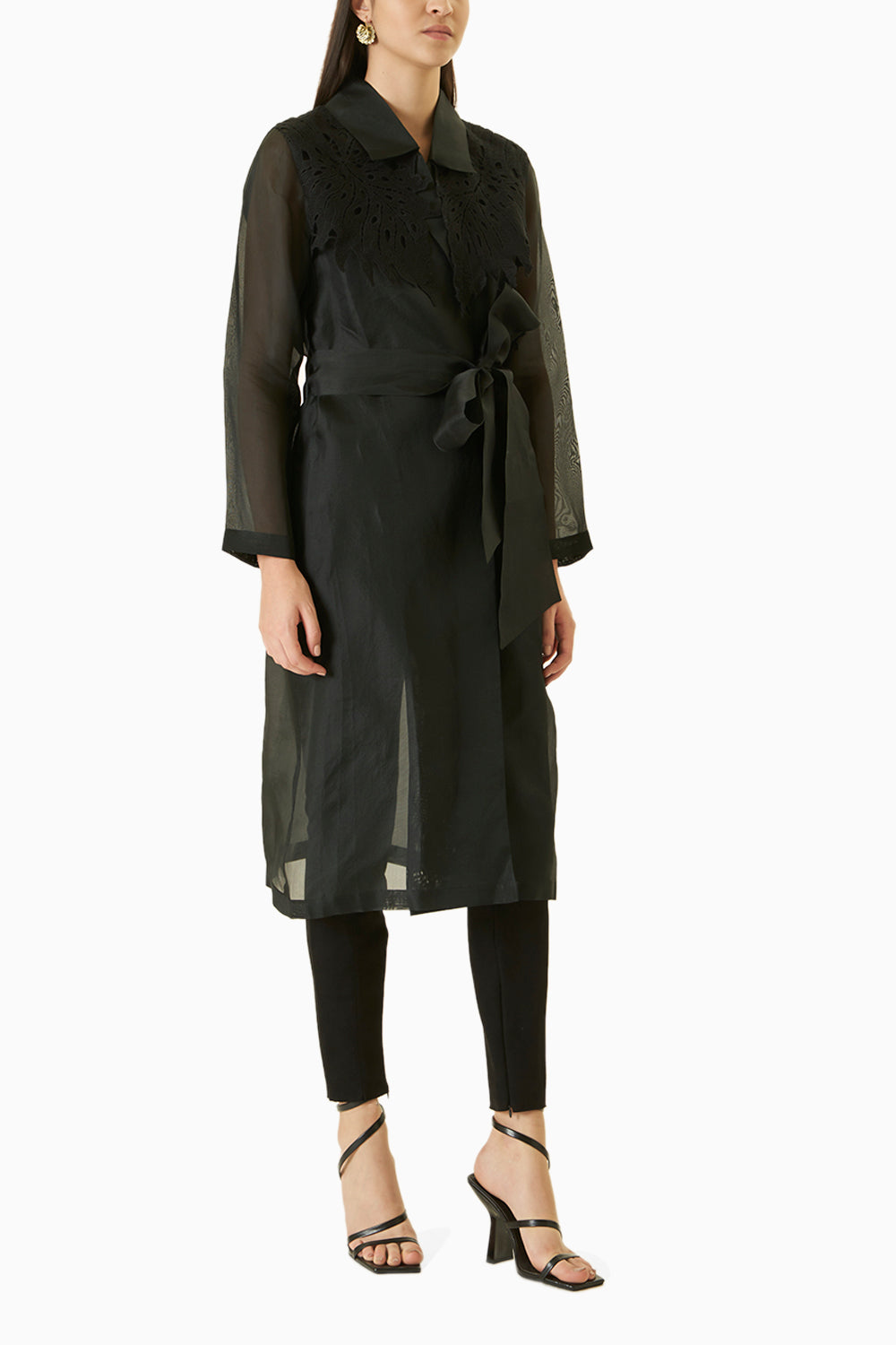 Black Organza Trench Coat