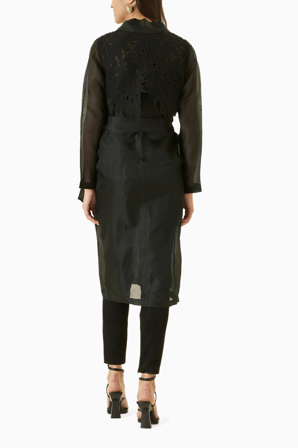 Black Organza Trench Coat