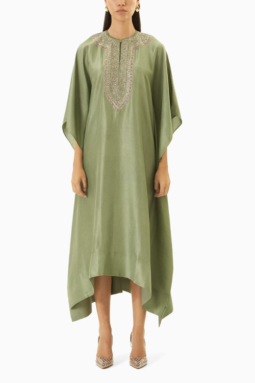 Mint Green Embroidered Kaftan