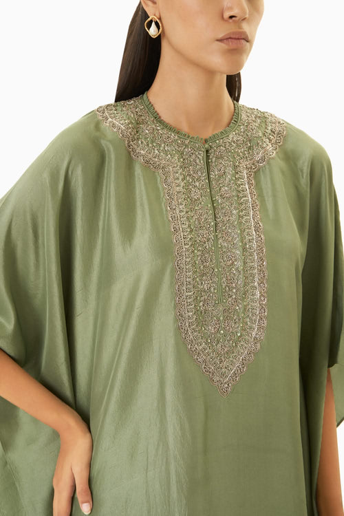 Mint Green Embroidered Kaftan
