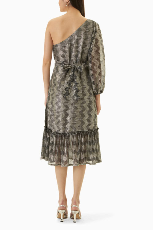 Samara Black One Shoulder Midi Dress