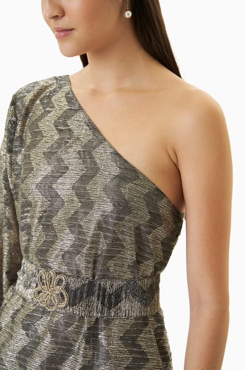 Samara Black One Shoulder Midi Dress