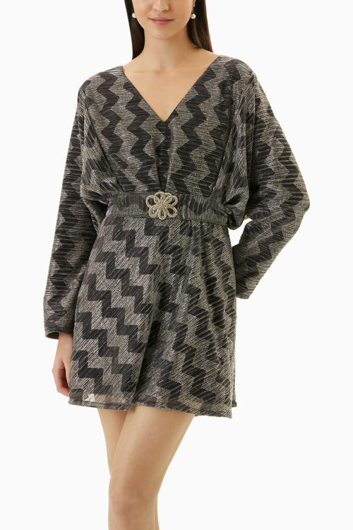 Andrea Black Mini Kaftan Dress