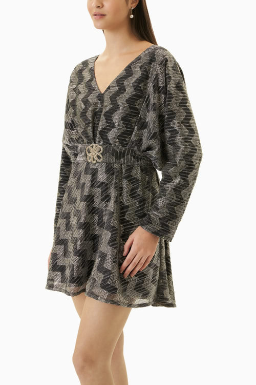 Andrea Black Mini Kaftan Dress