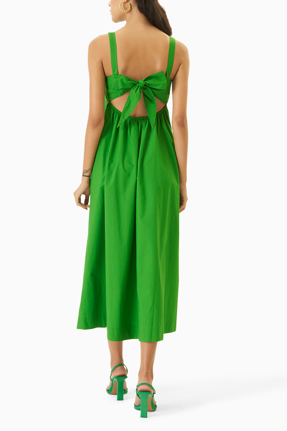 Green Poplin Midi Dress