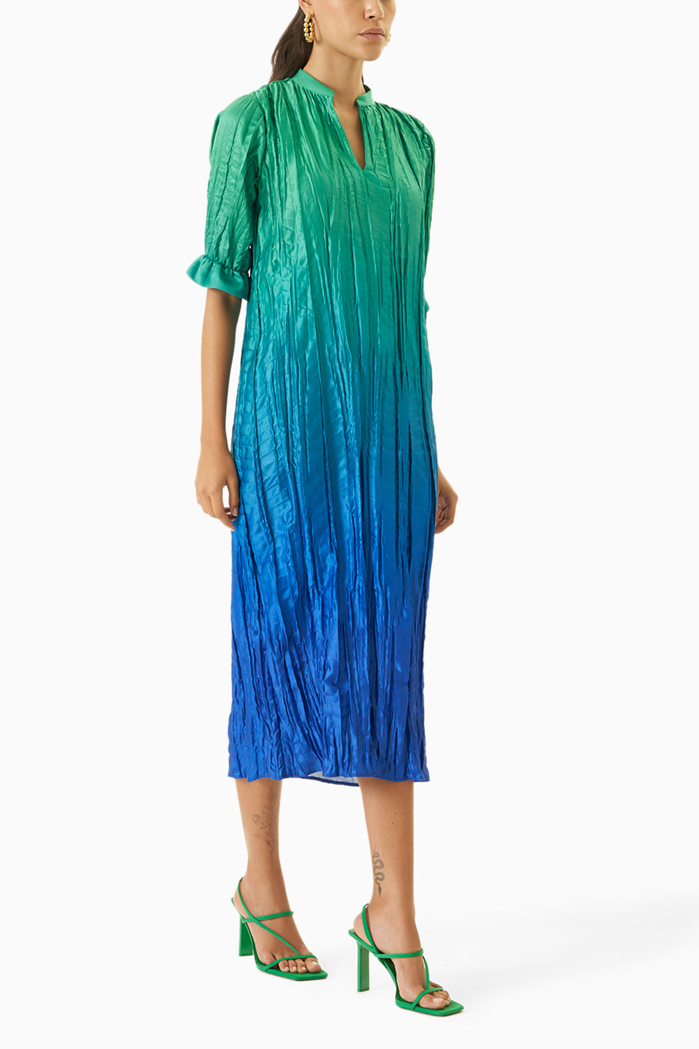 Crushed Ombre Shirt Dress