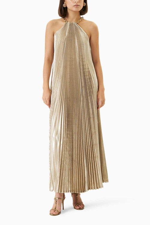 Lame Pleated Maxi