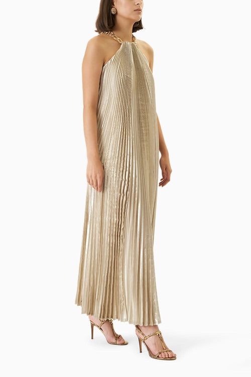 Lame Pleated Maxi