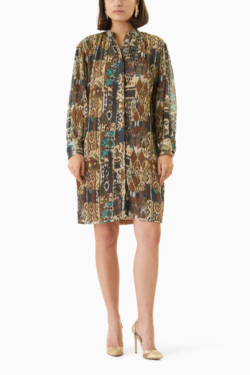 Tribal Pleated Midi