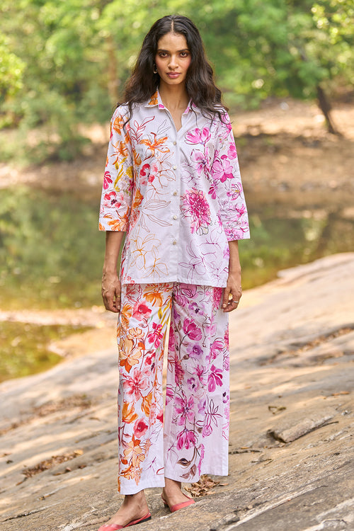 Asymmetric Floral Print Set