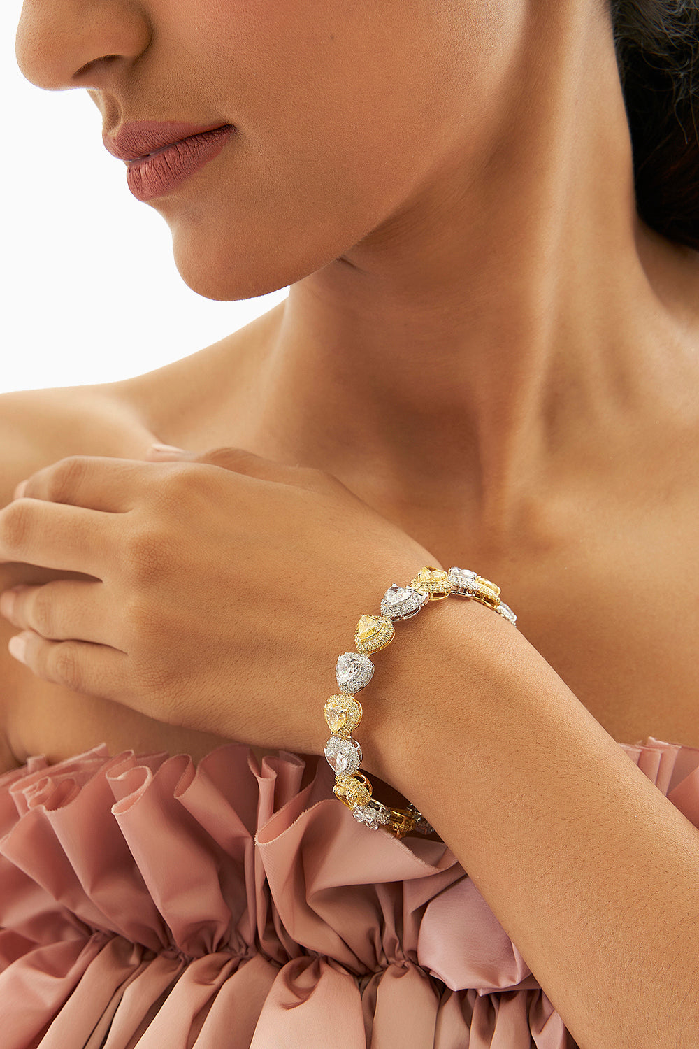 Yellow and White Pear Shape Bracelet