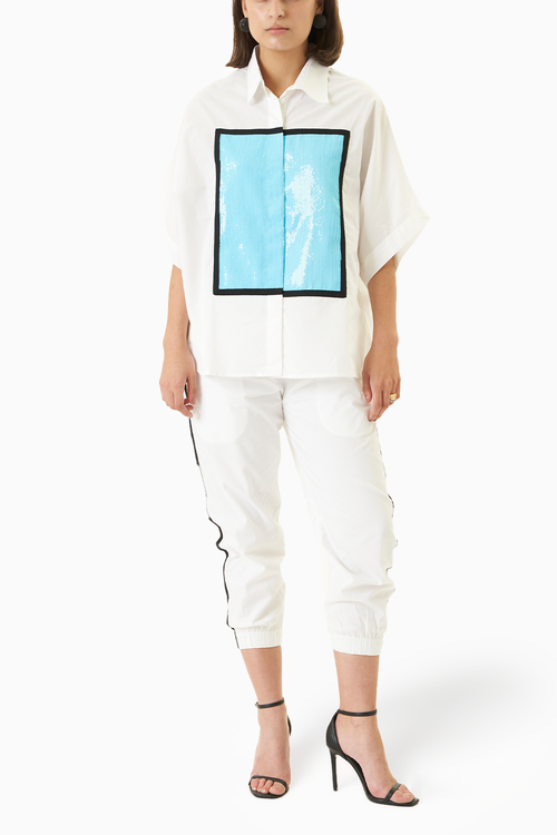 White and Blue Yo Yo Co-ord Set