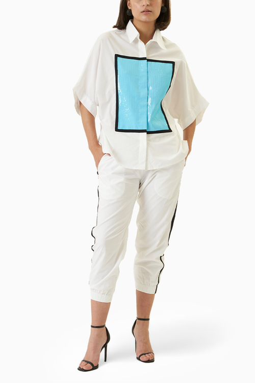 White and Blue Yo Yo Co-ord Set