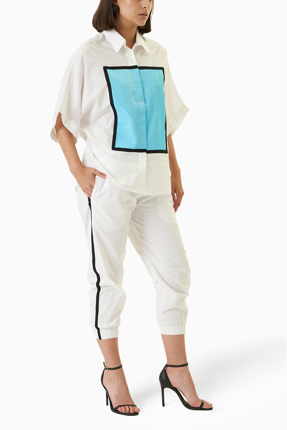 White and Blue Yo Yo Co-ord Set