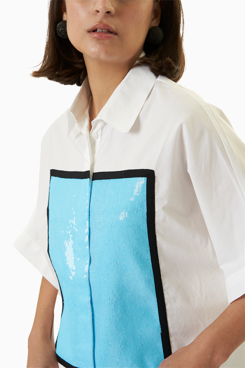 White and Blue Yo Yo Co-ord Set