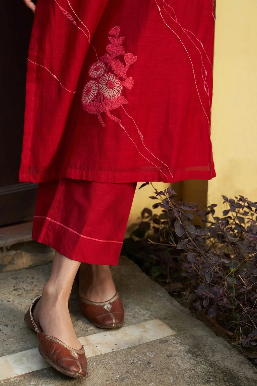 Crimson Floral Kurta Set