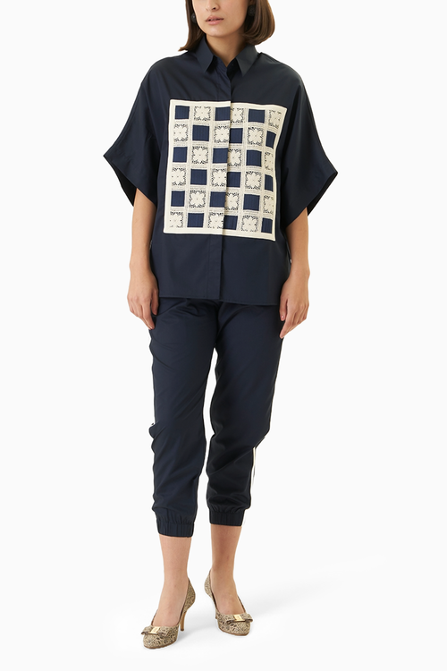 Navy Blue Yo Yo Co-ord Set