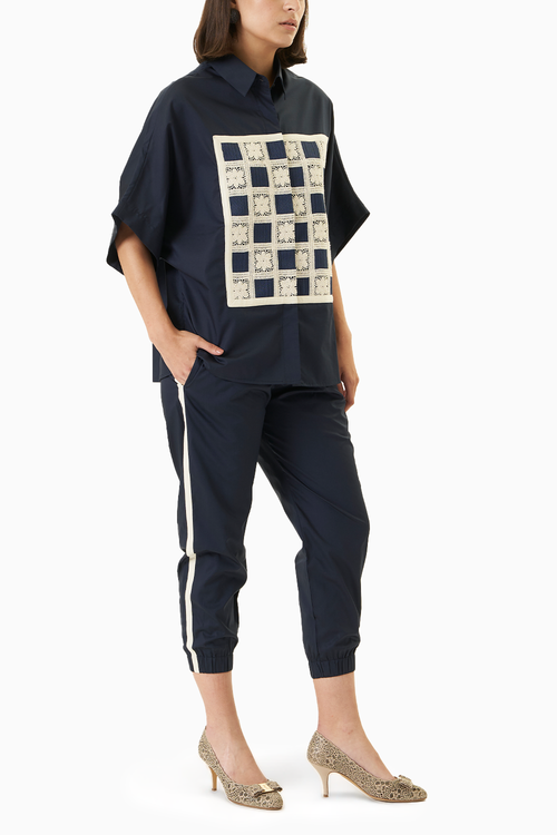 Navy Blue Yo Yo Co-ord Set