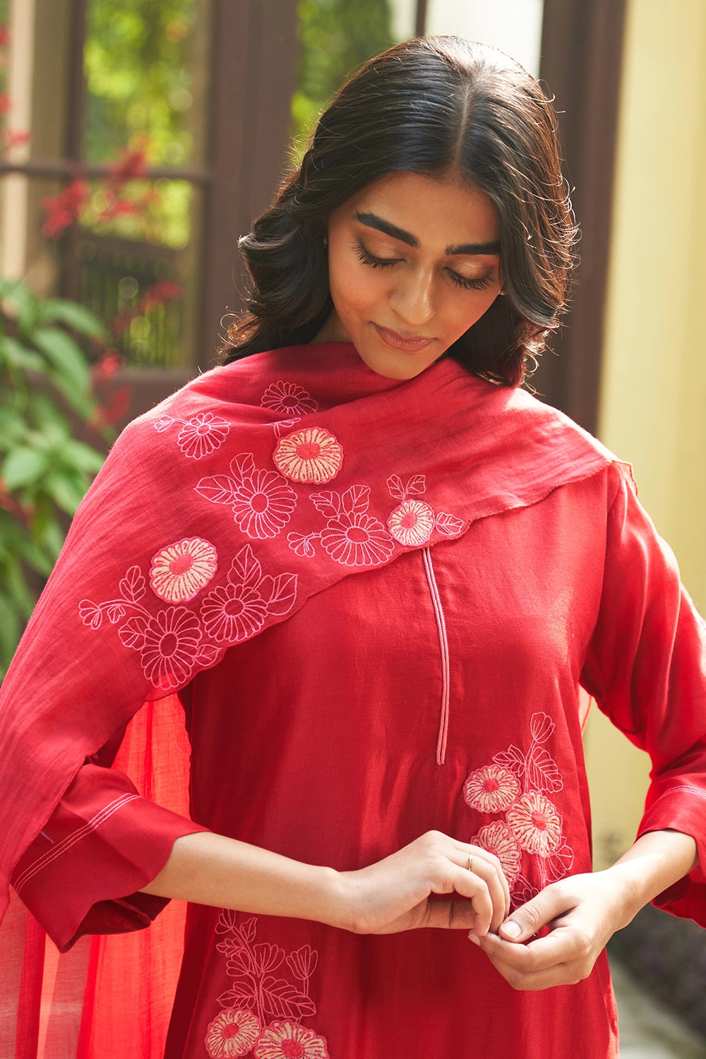 Crimson Embroidered Kurta Set