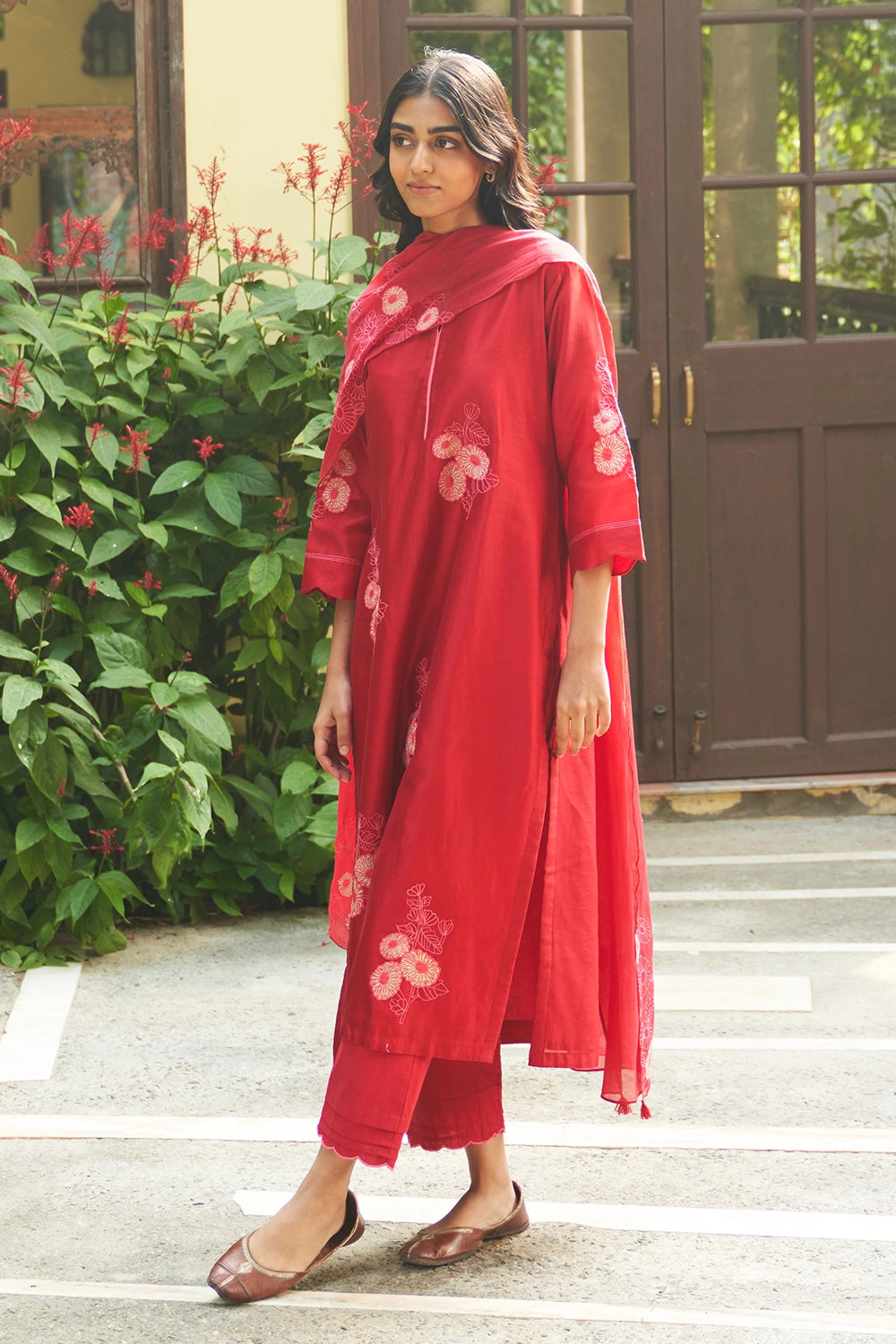 Crimson Embroidered Kurta Set