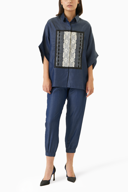Dark Blue Yo Yo Co-ord Set