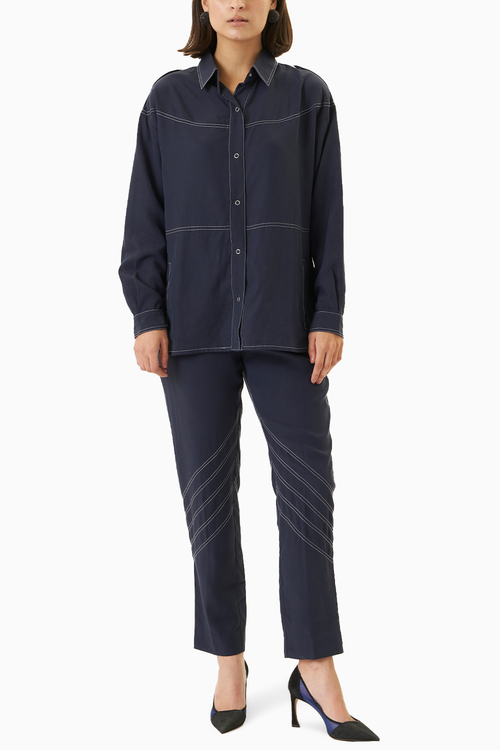 Navy Blue Tensil Co-ord Set