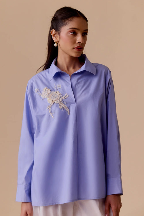 Nisha Blue Cotton Shirt