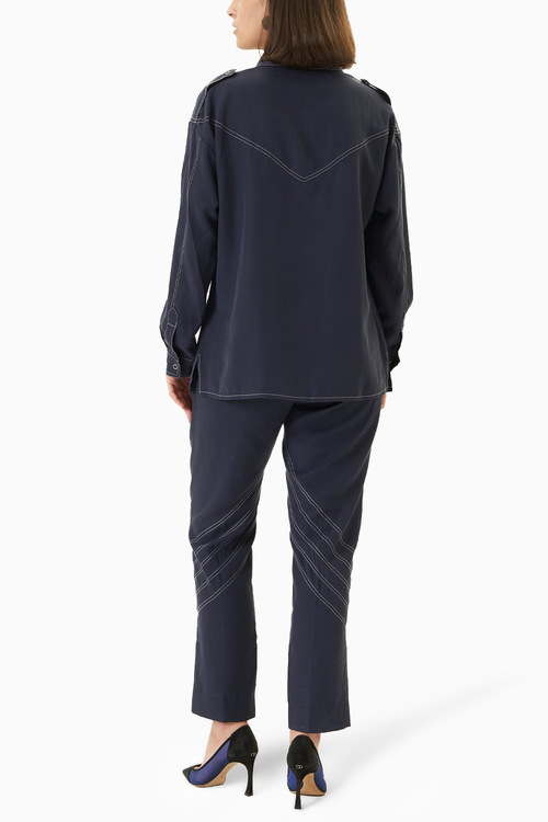 Navy Blue Tensil Co-ord Set