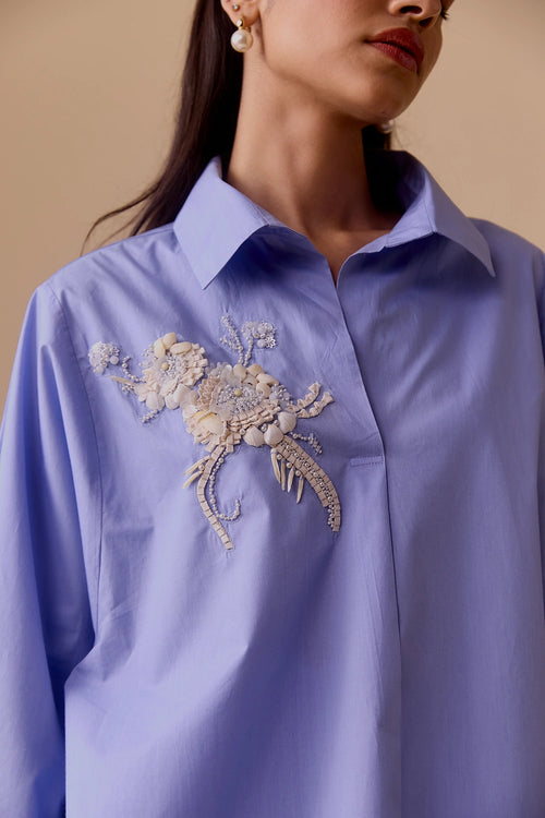 Nisha Blue Cotton Shirt