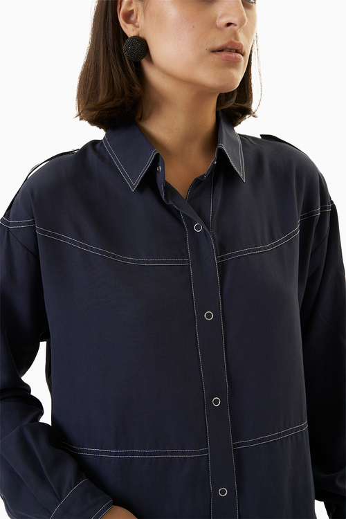 Navy Blue Tensil Co-ord Set