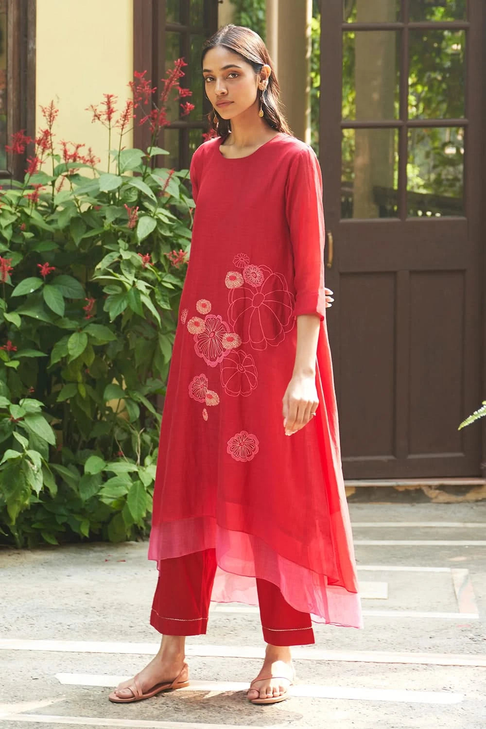 Crimson Applique Kurta Set