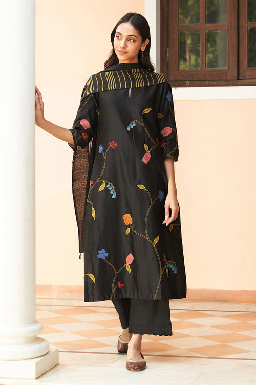 Coal Embroidered Kurta Set