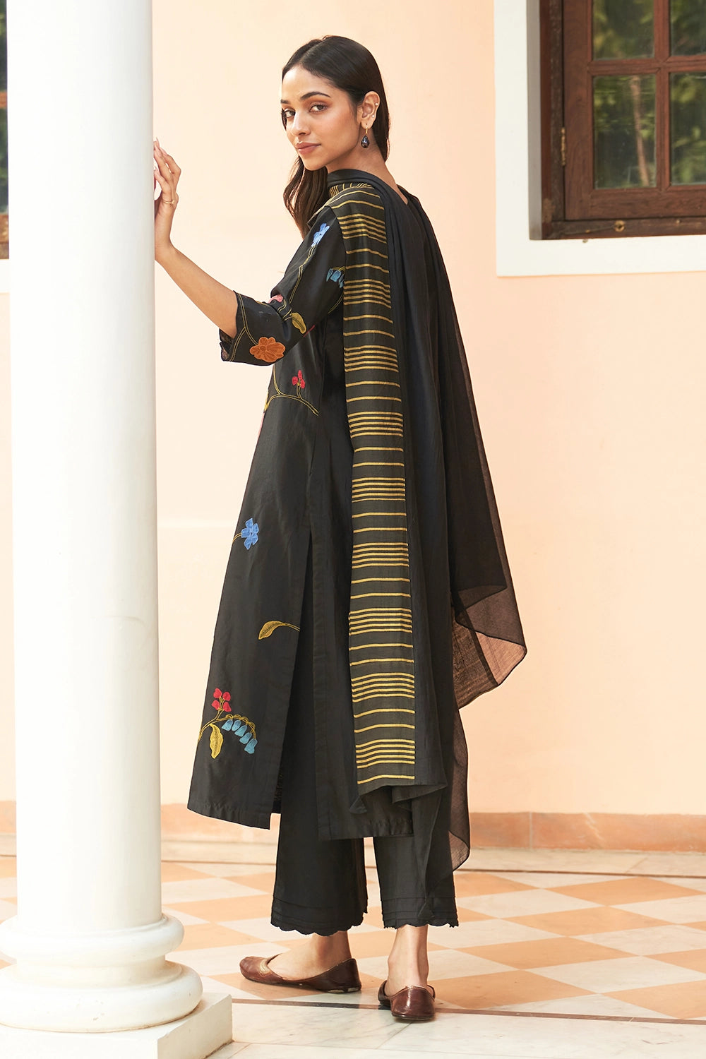 Coal Embroidered Kurta Set