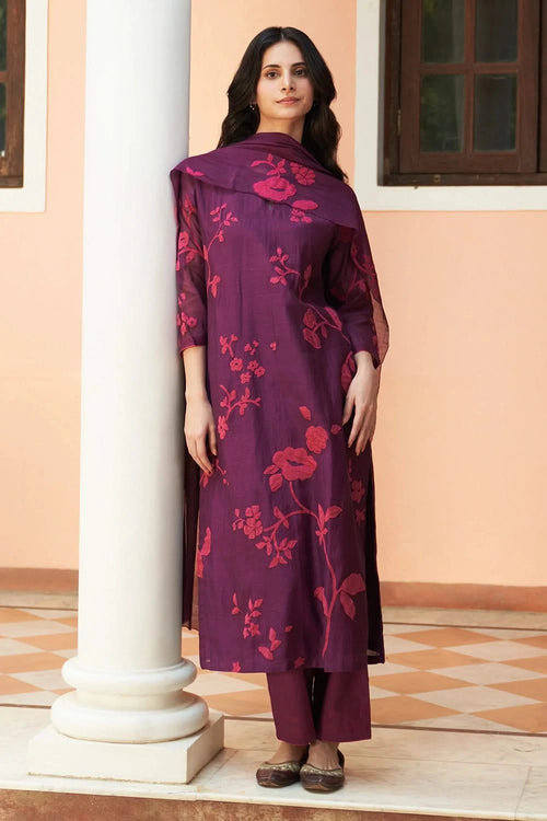 Amethyst Floral Applique Kurta Set