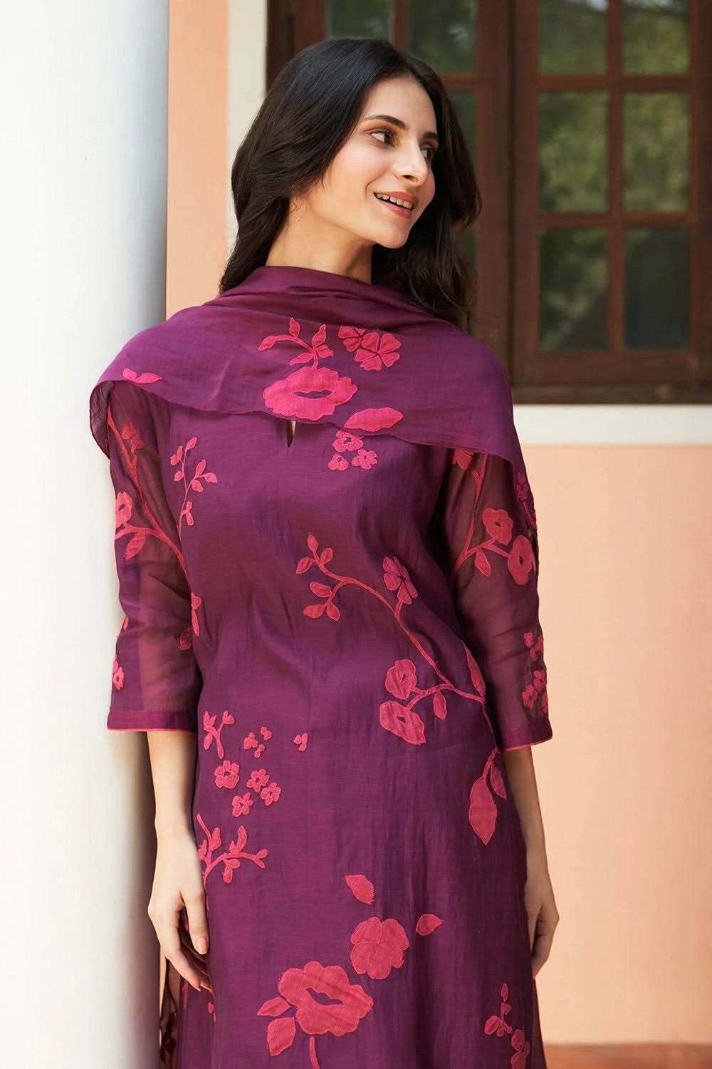 Amethyst Floral Applique Kurta Set